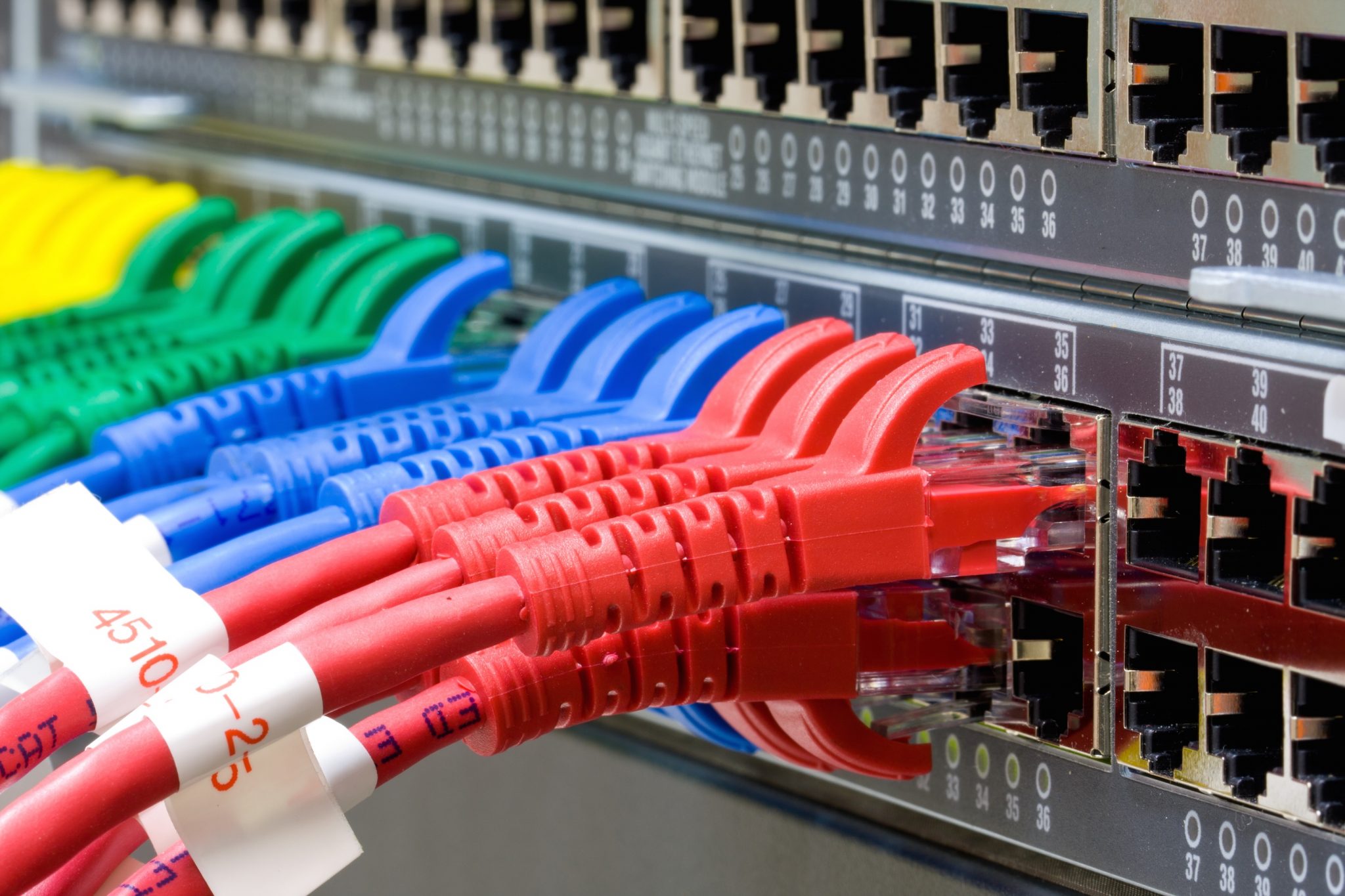 Structured network cabling installed by Phonewire — Cat 5 and Cat 6 voice and data wiring
