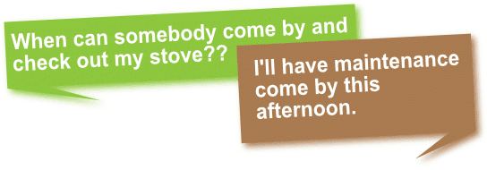 Business texting example — maintenance request and scheduling response via SMS