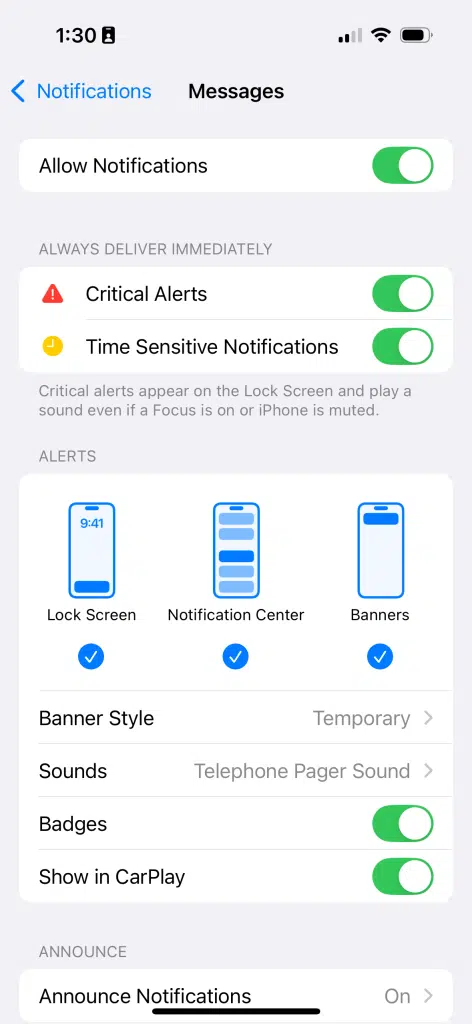 iPhone repeating text alerts — step 3