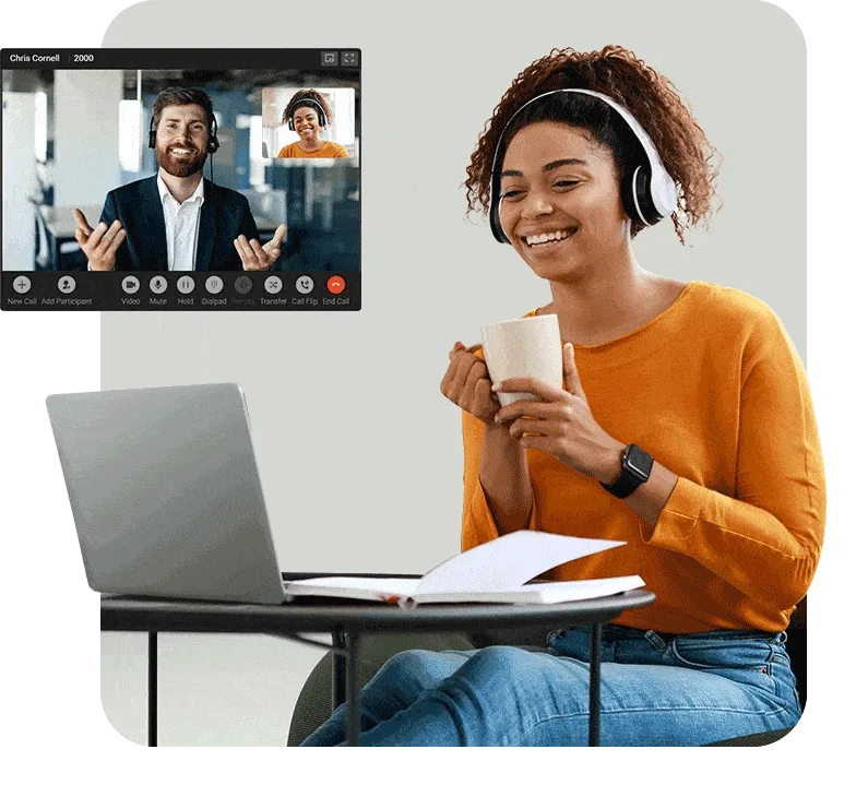 Phonewire Unified Comms App in action — calls, contacts, and meetings from anywhere