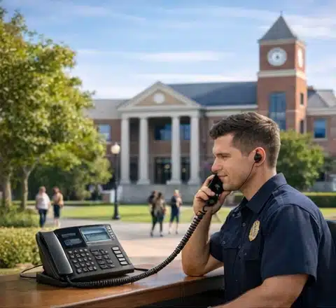 IP intercom system installed on a multi-building campus
